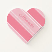 Roze gestreept Jouw naam Modern Heart Shaped Notitieboek (Achterkant)