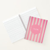 Roze gestreept Notitieboek met naam (Binnen)
