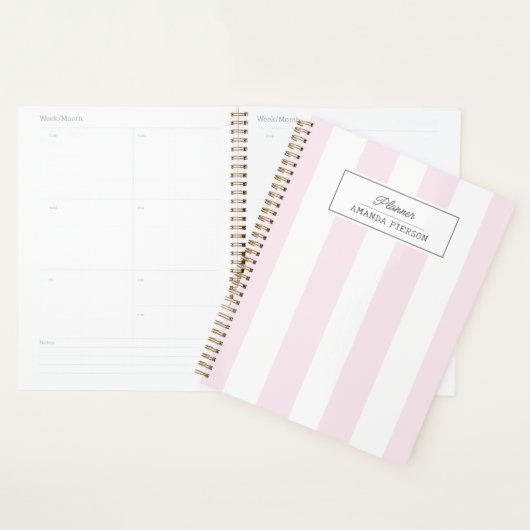 Roze Gestreept. Schattige gepersonaliseerd Planner (Display)