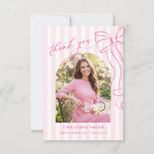 Roze gestreepte afstudeer dankkaart bedankkaart (Voorkant)