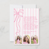 Roze gestreepte afstudeer dankkaart bedankkaart (Achterkant)