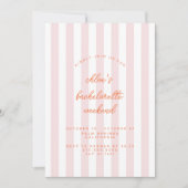 Roze Gestreepte Bachelorette Uitnodiging (Voorkant)