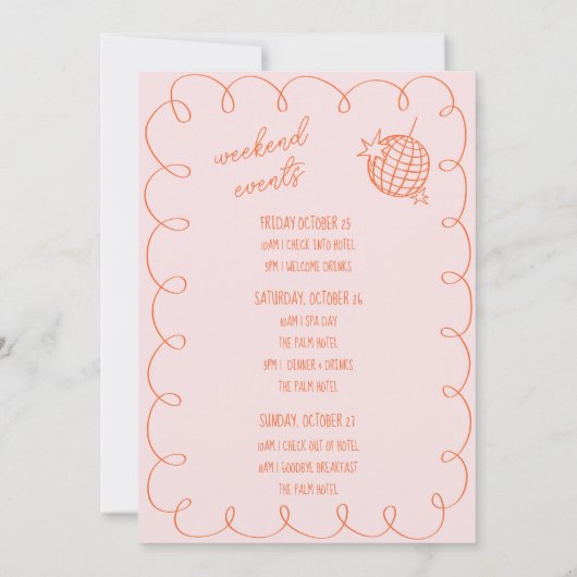 Roze Gestreepte Bachelorette Uitnodiging (Achterkant)