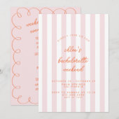 Roze Gestreepte Bachelorette Uitnodiging (Voorkant / Achterkant)