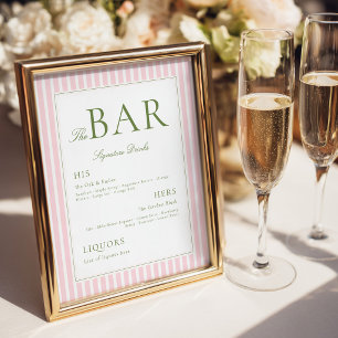 Roze gestreepte BAR Poster