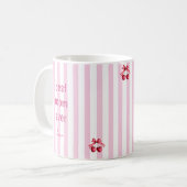 Roze gestreepte Beste Moeder Ooit Mok Cute Kersen (Voorkant links)