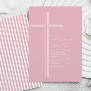 Roze gestreepte bevestigingsuitnodiging kaart
