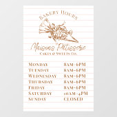 Roze gestreepte bloemenspuitzak Bakkerij Openingst Raamsticker (Vel)