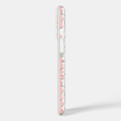Roze gestreepte bloemige gepersonaliseerde Case-Mate iPhone case (Achterkant / Links)