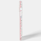 Roze gestreepte bloemige gepersonaliseerde Case-Mate iPhone case (Achterkant / Links)
