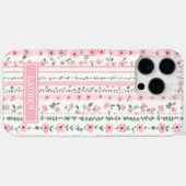 Roze gestreepte bloemige gepersonaliseerde Case-Mate iPhone case (Achterkant (horizontaal))