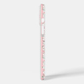 Roze gestreepte bloemige gepersonaliseerde Case-Mate iPhone case (Achterkant / Links)