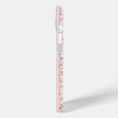 Roze gestreepte bloemige gepersonaliseerde Case-Mate iPhone case (Achterkant / Links)