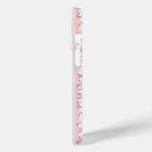 Roze gestreepte bloemige gepersonaliseerde Case-Mate iPhone case (Achterkant / Links)