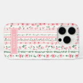 Roze gestreepte bloemige gepersonaliseerde Case-Mate iPhone case (Achterkant (horizontaal))