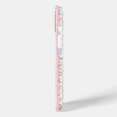 Roze gestreepte bloemige gepersonaliseerde Case-Mate iPhone case (Achterkant / Links)