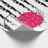 Roze gestreepte Cactus-patroon Cadeaupapier (Hoek)
