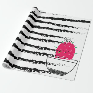 Roze gestreepte Cactus-patroon Cadeaupapier