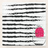 Roze gestreepte Cactus-patroon Glazen Onderzetter (Voorkant)