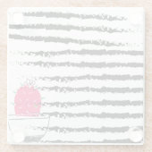 Roze gestreepte Cactus-patroon Glazen Onderzetter (Achterkant)