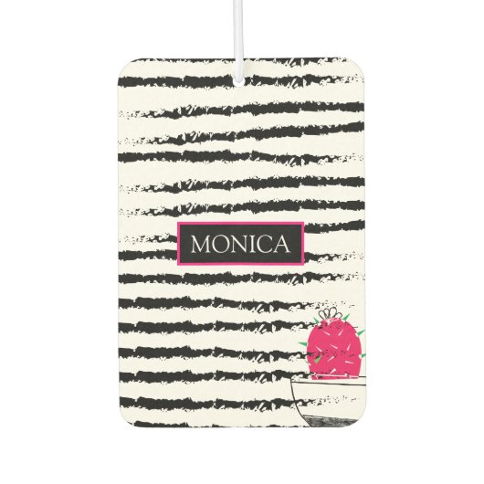 Roze gestreepte Cactus-patroon Luchtverfrisser (Voorkant)