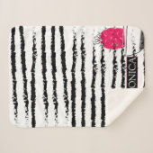 Roze gestreepte Cactus-patroon Sherpa Deken (Voorkant (horizontaal))