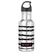 Roze gestreepte Cactus-patroon Waterfles (Voorkant)