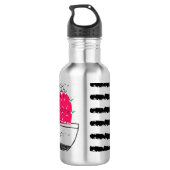 Roze gestreepte Cactus-patroon Waterfles (Achterkant)