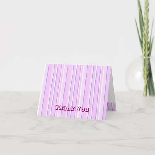 Roze Gestreepte Dankkaart Bedankkaart (Voorkant)