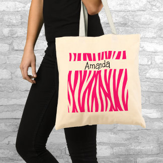 Roze gestreepte dierentas tote bag