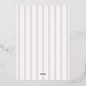 Roze Gestreepte Doop Uitnodiging Meisje Modern Bow (Achterkant)