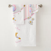 Roze Gestreepte Eenhoorn Prinses Bad Handdoek (Insitu)