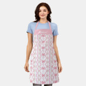 Roze Gestreepte Floral Coquette Lint  Schort (Gedragen)