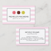 Roze Gestreepte Franse Macaron Trio Logo voor Bakk Visitekaartje (Voorkant / Achterkant)