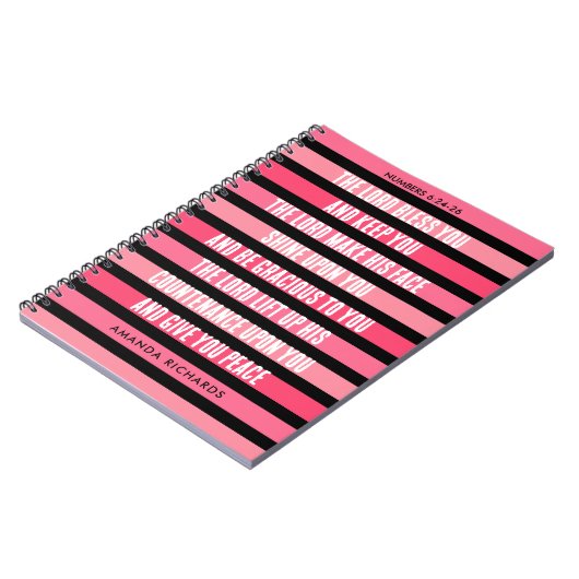 Roze gestreepte gebedsjournaal notitieboek (Linkerzijde)