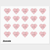 Roze gestreepte gepersonaliseerde hartvormige labe hart sticker (Vel)