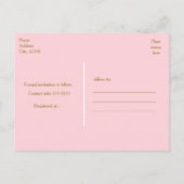 Roze Gestreepte & Gouden Folie sparen het datum Br Aankondigingskaart (Achterkant)