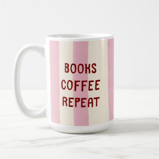 Roze gestreepte handgeschreven boekliefhebber cozy koffiemok
