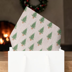 Roze gestreepte kerstboom aquarel tissuepapier