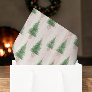 Roze gestreepte kerstboom aquarel tissuepapier
