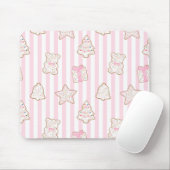 Roze Gestreepte Kerstkoekjes Muismat (Met muis)