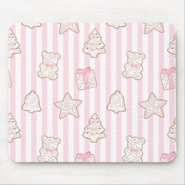 Roze Gestreepte Kerstkoekjes Muismat