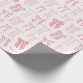 Roze gestreepte kokettenstrikken cadeaupapier