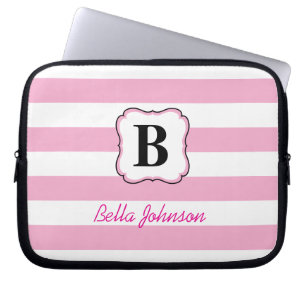 Roze gestreepte laptop Hoesje voor vrouwen of meis Sleeve