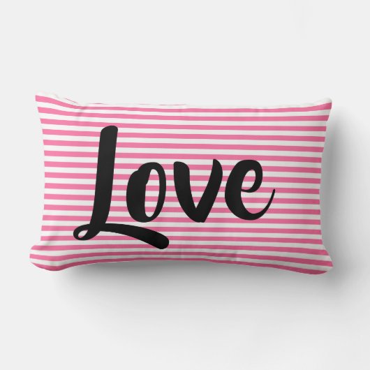 Roze gestreepte liefdeskussen, kies grootte kussen (Voorkant)