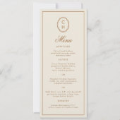 Roze gestreepte monogram lange trouwmenu kaart (Voorkant)