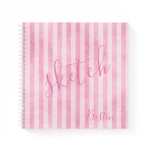 Roze gestreepte monogram naam schetsboek