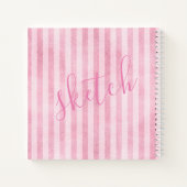 Roze gestreepte monogram naam schetsboek notitieboek (Achterkant)