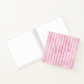 Roze gestreepte monogram naam schetsboek notitieboek (Binnen)