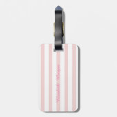 Roze gestreepte monogram-personalisatie bagagelabel (Achterkant verticaal)